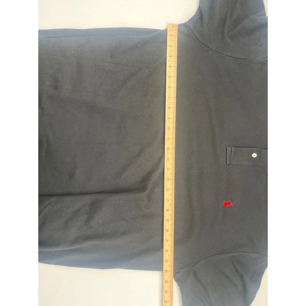 Polo Ralph Lauren Mens XL Black Short Sleeve Pique Polo Shirt Red Pony Logo